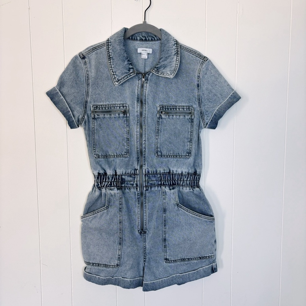 Forever 21 Denim Short Sleeve Romper M